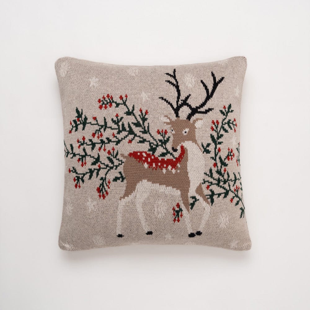 Knitted and Embroidered Decorative Cushion Cover, Winter Dream