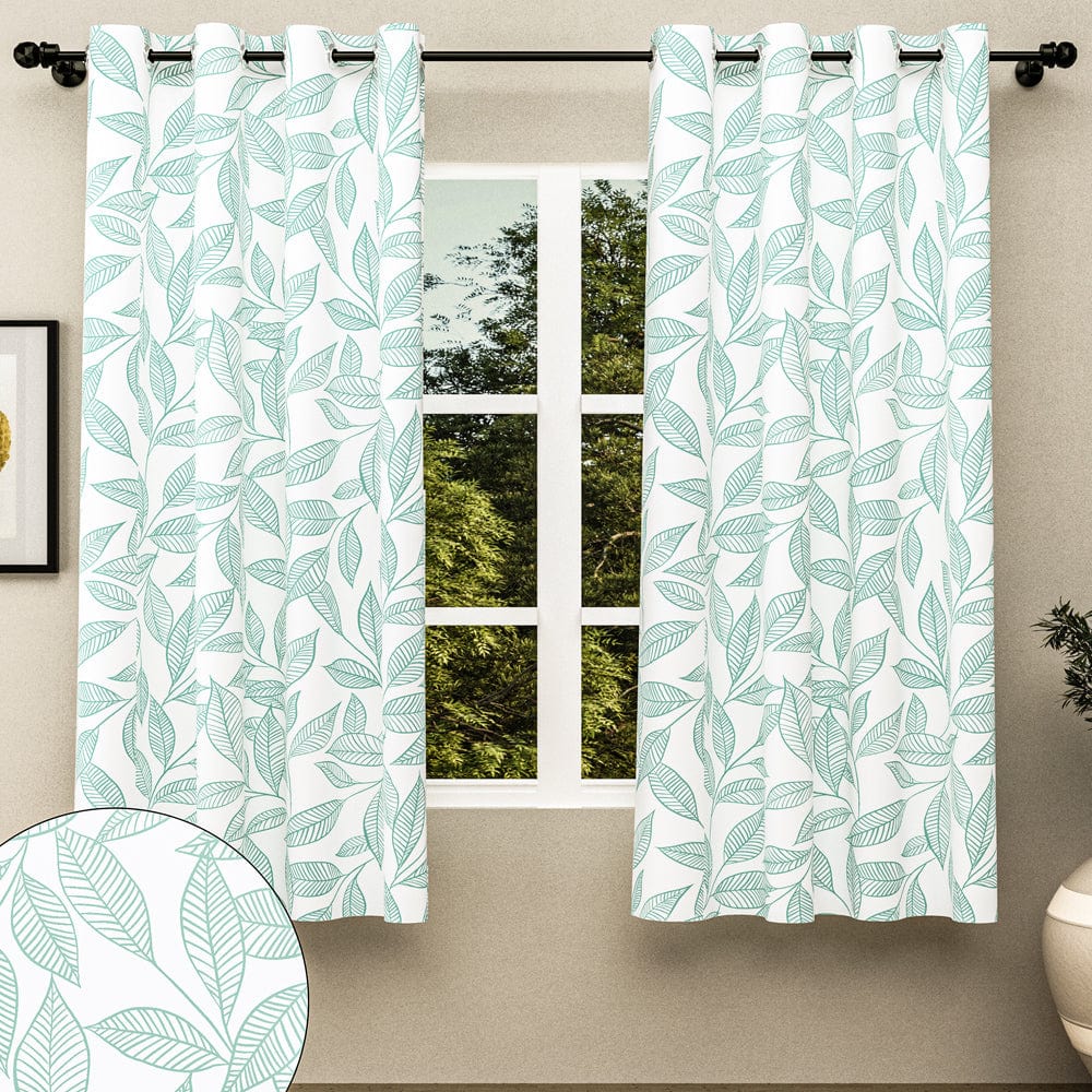 Line Art Blue Curtain Set