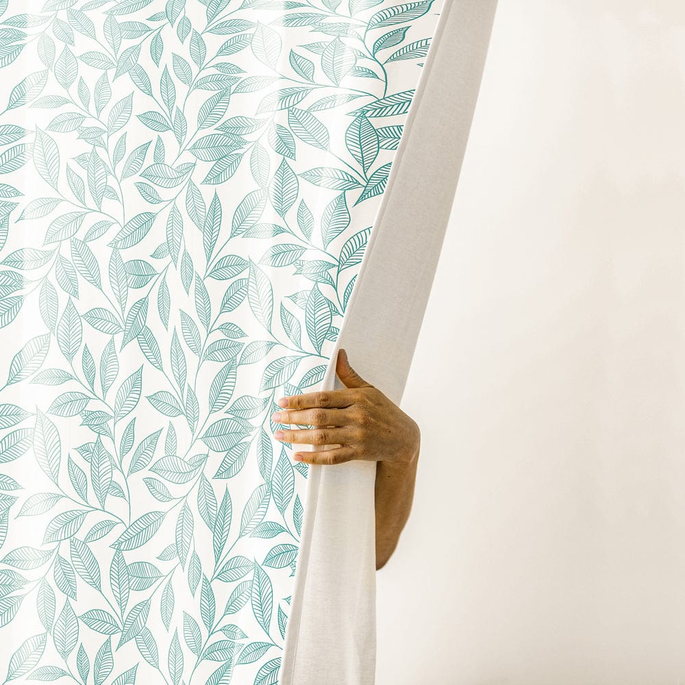 Line Art Blue Curtain Set