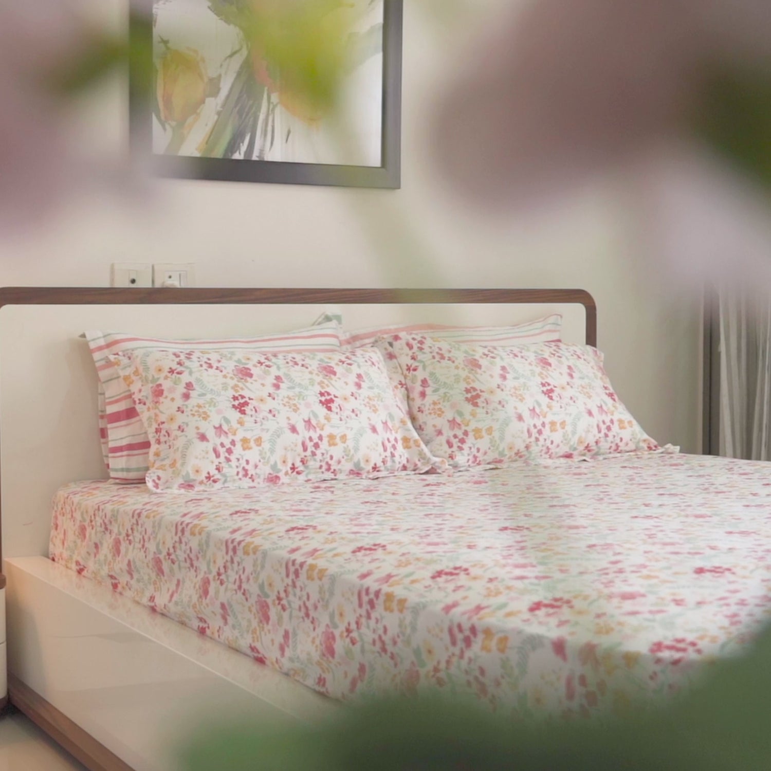 Utopia 100% Cotton King Size Bedsheet, 186 TC, Multi