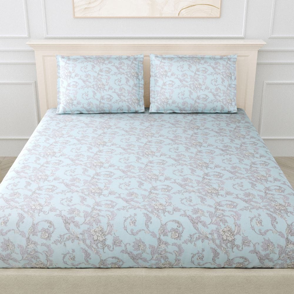 Modern Art Desire, 100% Cotton King Size Bedsheet, 300 TC, Aqua