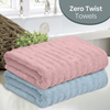 Zero Twist Luxury Bath Towel Set of 2, 100% Cotton, Sky blue & Blush