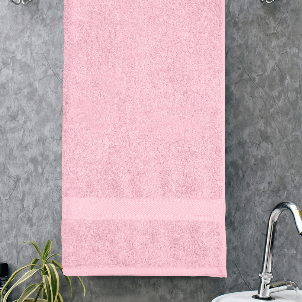 Bath Towel Set of 2, 100% Cotton, Pink & Olive