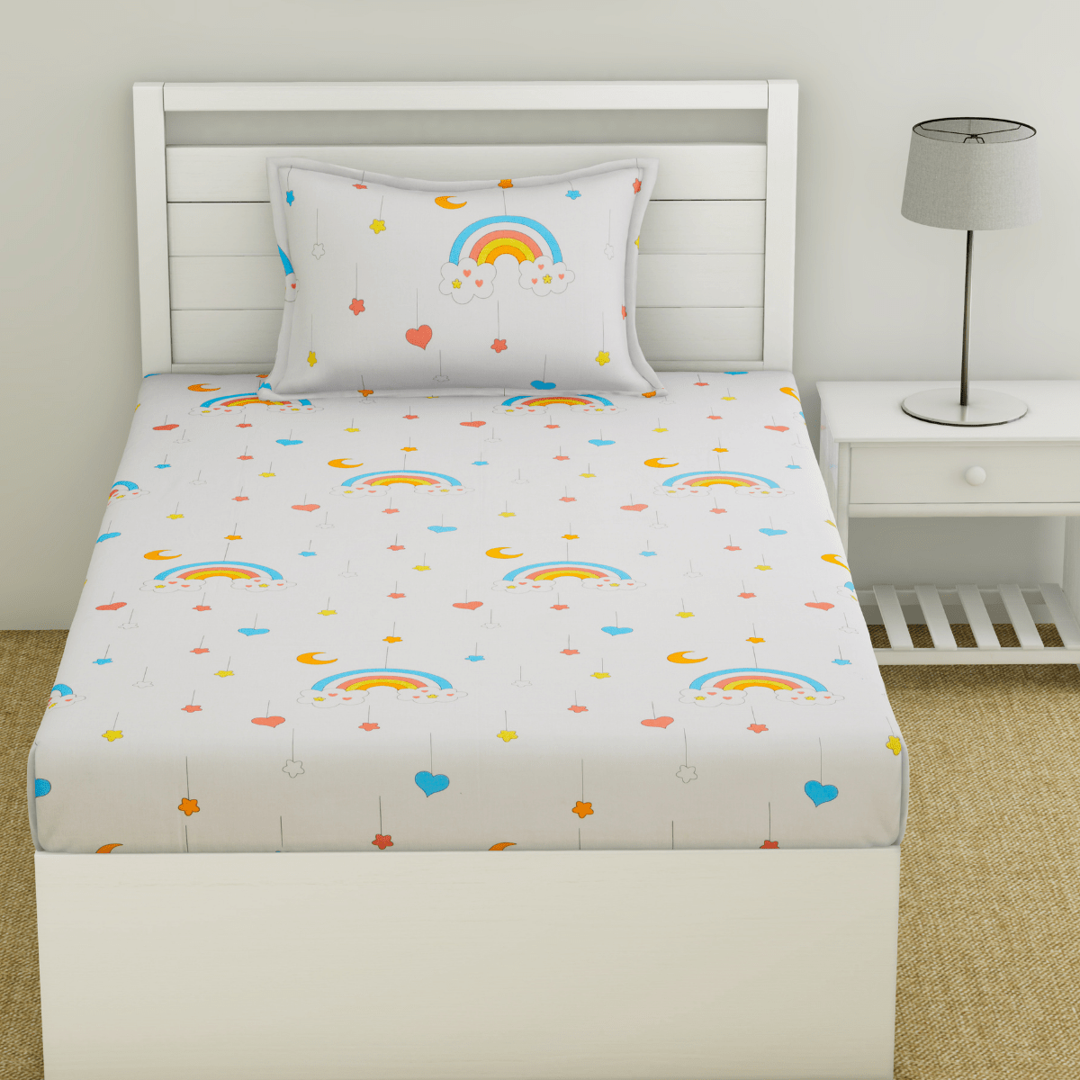 Trendy Prints Single Bedsheet for Kids, Unicorn Love