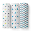 Chevron Stripes 100% Cotton Muslin Swaddles, Turquoise, Pack Of 3