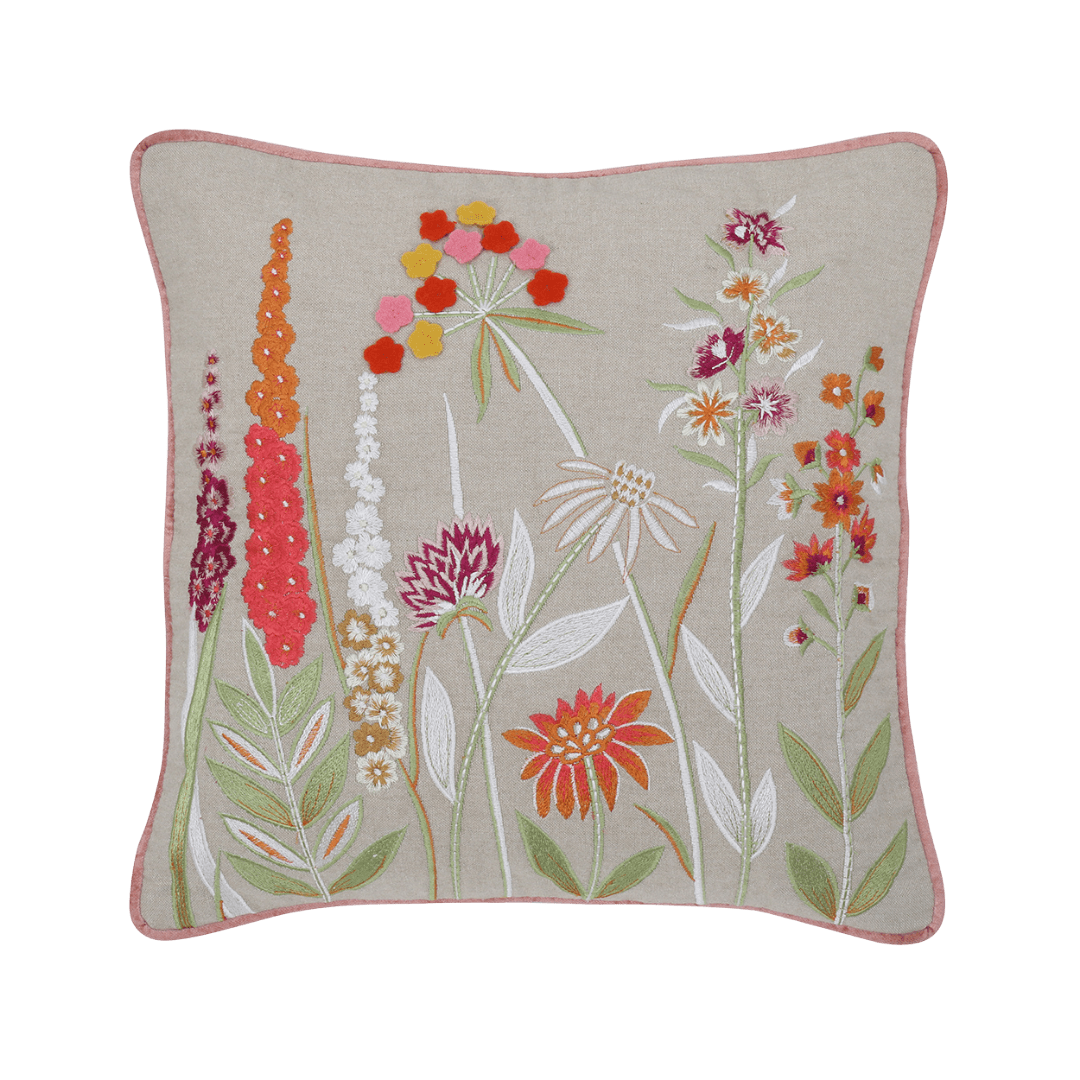 Embroidered Decorative Cushion Cover, Felt Floral