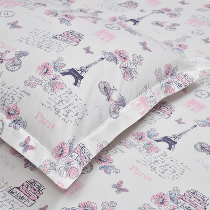 Trendy Prints 100% Cotton Single Bedsheet, Paris