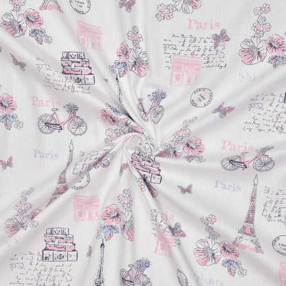 Trendy Prints 100% Cotton Single Bedsheet, Paris