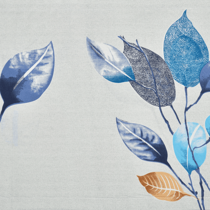 Tropical Leaves Eleganza, 100% Cotton King Size Bedsheet, 186 TC, White Blue