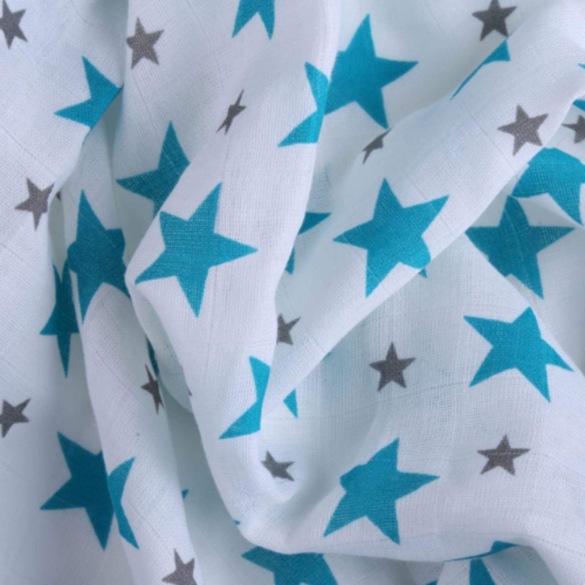 Chevron Stripes 100% Cotton Muslin Swaddle Pack Of 3 (Star Turquoise, Dots, Turquoise) - haus & kinder