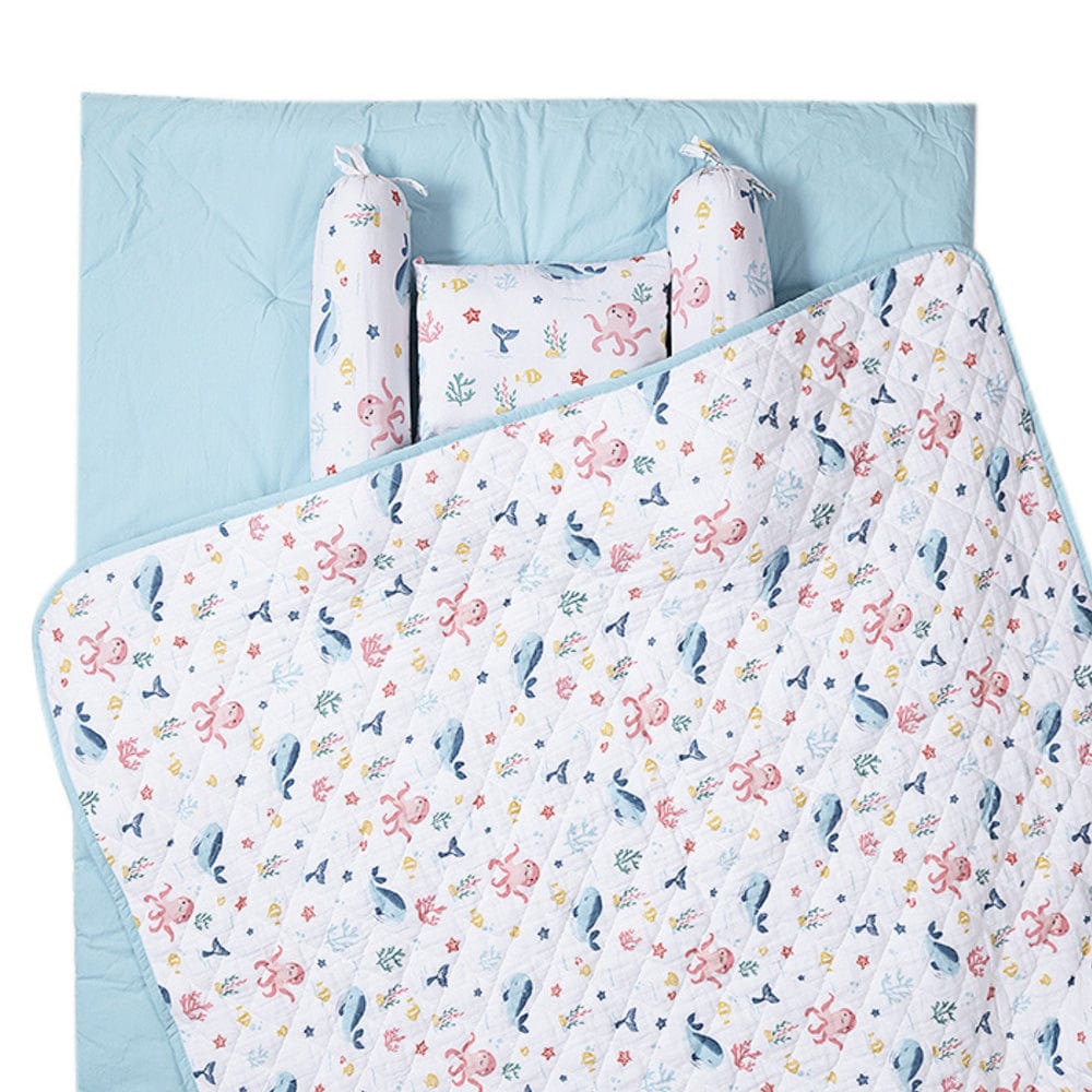 Bundle of Joy Bedding Set: Mattress, Bolsters with Quilt (Pack of 5,Vitamin Sea)