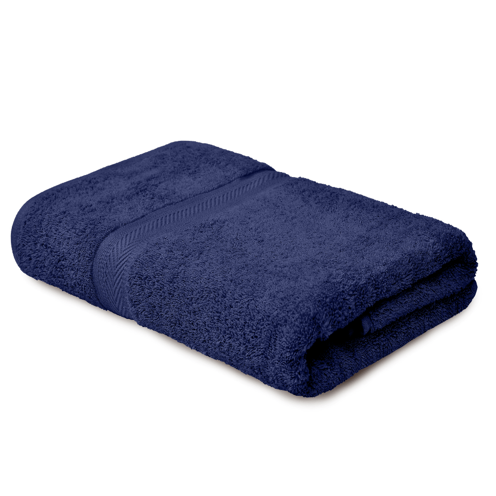 Bath Towel Set of 2, 100% Cotton, Skyblue & Navy