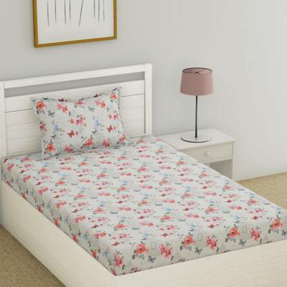 Trendy Prints 100% Cotton Single Bedsheet for Kids, Pink