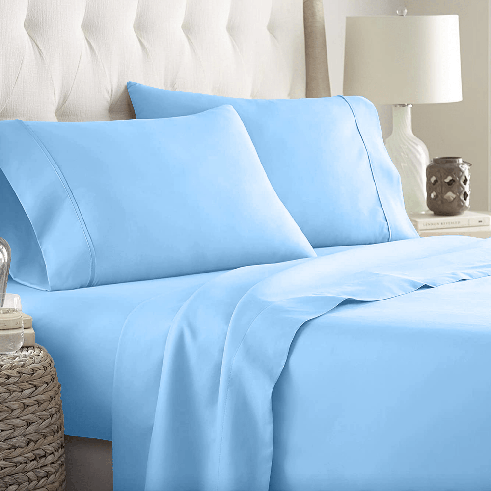 Melange Premium Flat Bedsheet, 100% Cotton, 300TC, Open Air Blue - Single