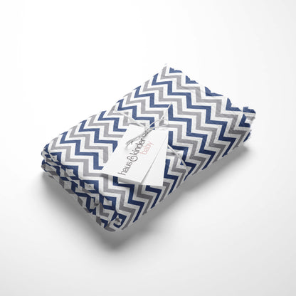 Chevron Stripes 100% Cotton Muslin Swaddles - Blue, Pack of 5