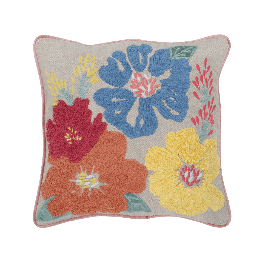 Embroidered Decorative Cushion Cover, Bold Floral