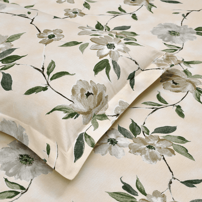 Greek Garden Romance, 100% Cotton King Size Bedsheet, 186 TC Yellow