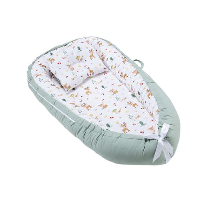 Whimsical Woodland Baby Sleeping Nest, Portable Adjustable Newborn Crib Bassinet, 0-24 Months