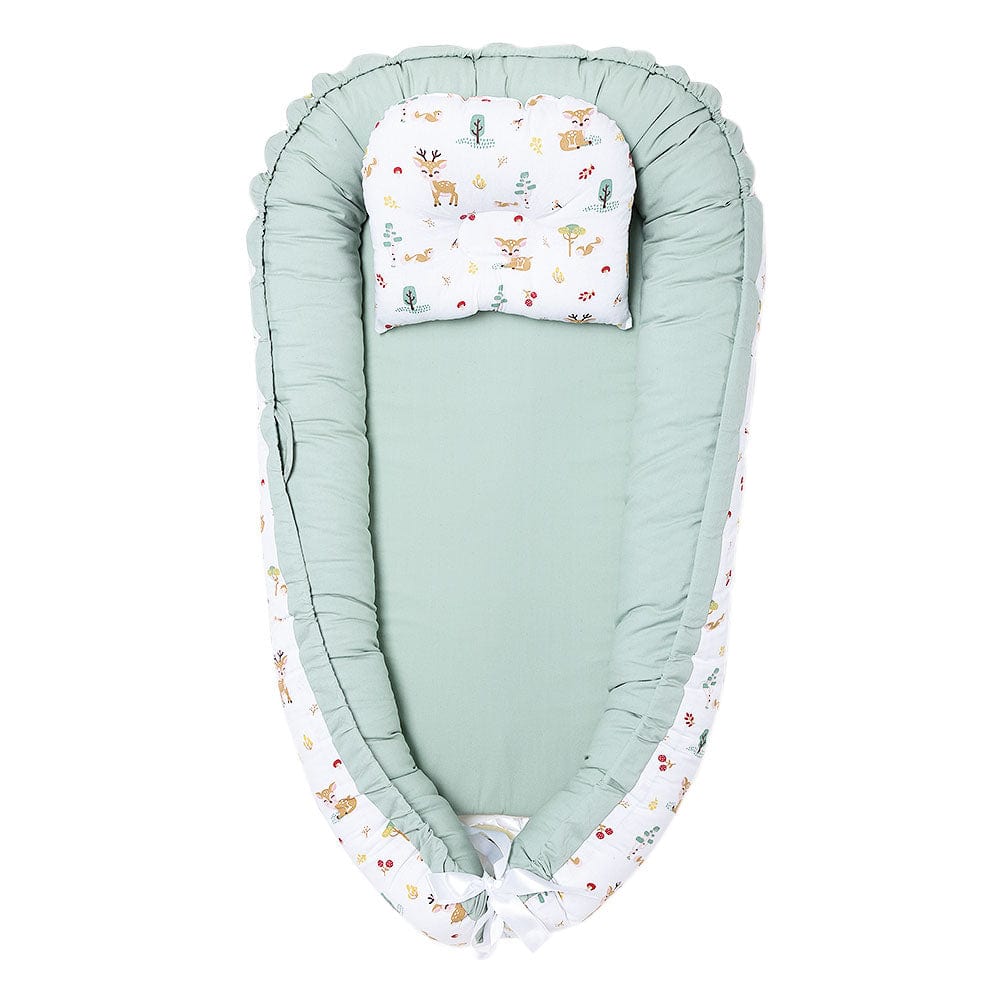 Whimsical Woodland Baby Sleeping Nest, Portable Adjustable Newborn Crib Bassinet, 0-24 Months