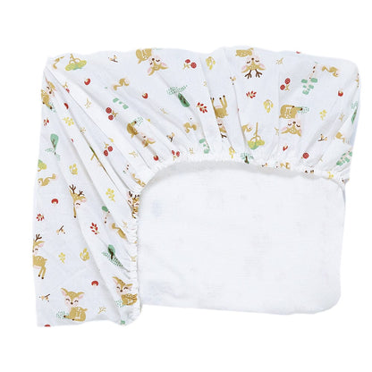 Whimsical Woodland Cotton Fitted Crib Sheet.