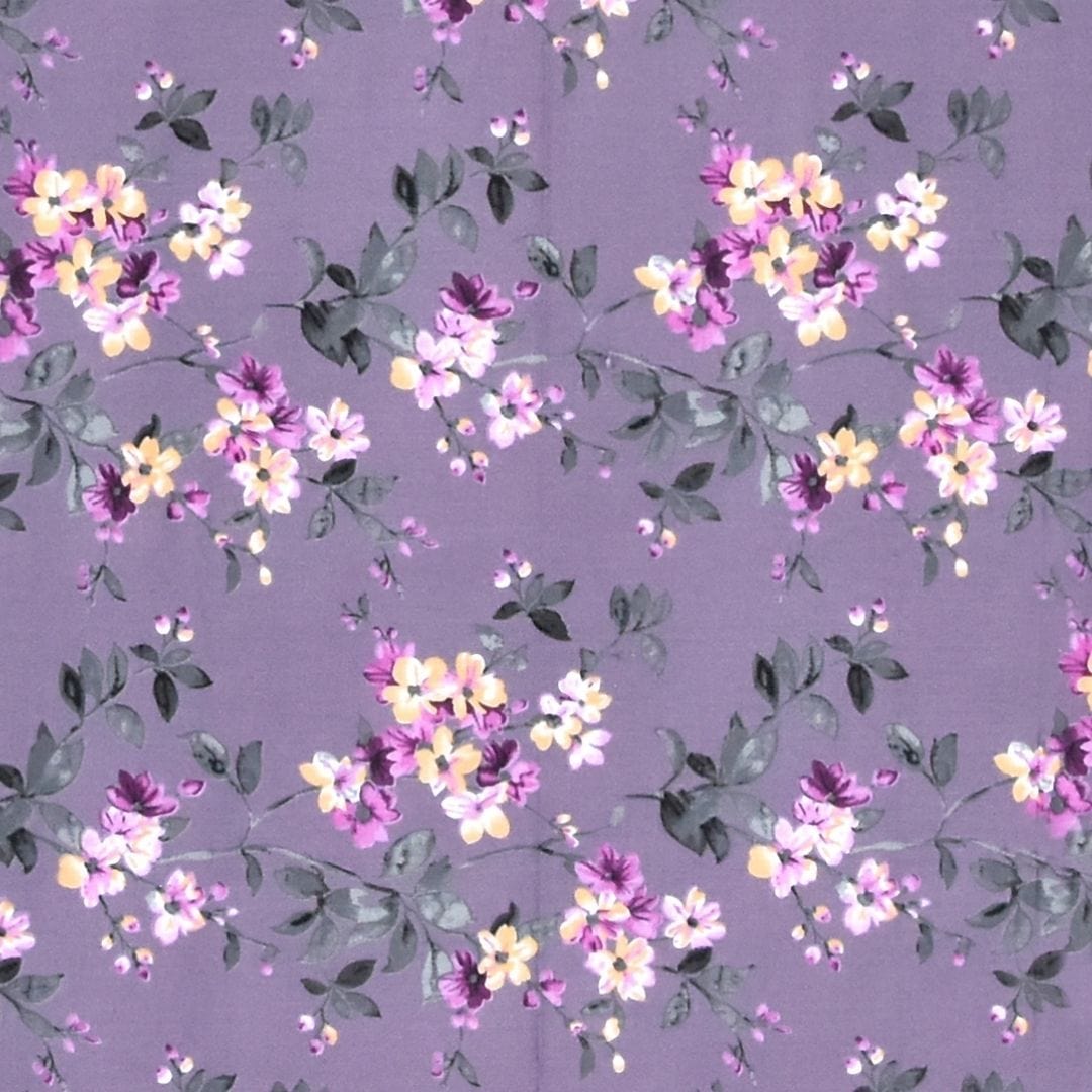 Chic Floral Art, 100% Cotton Double Size Bedsheet, 186 TC, Violet