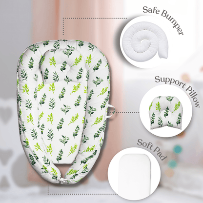 BeLeaf in yourself Baby Sleeping Nest, Portable Adjustable Newborn Crib Bassinet, 0-24 Months