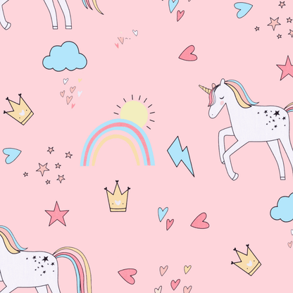 Digital Magic Single Bedsheet for Kids, Unicorn Pink