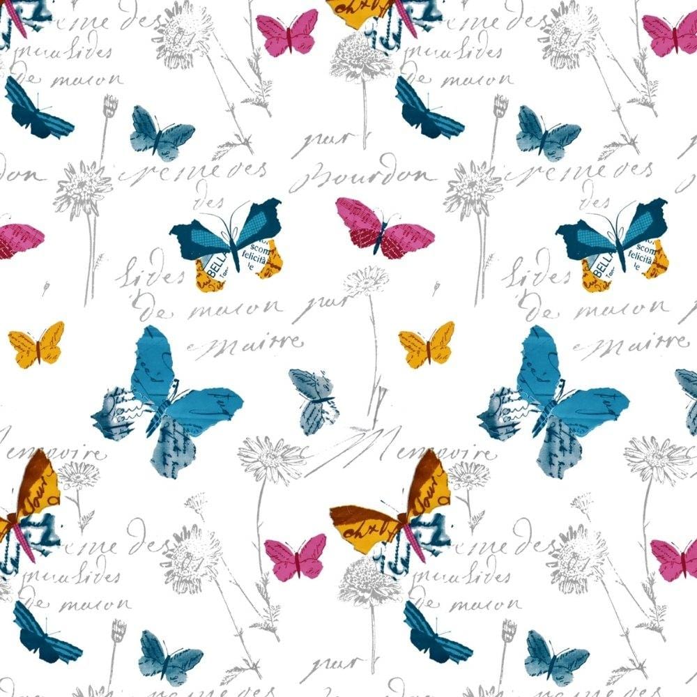 French Riviera Beau Papillon, 100% Cotton Double Size Bedsheet, 186 TC