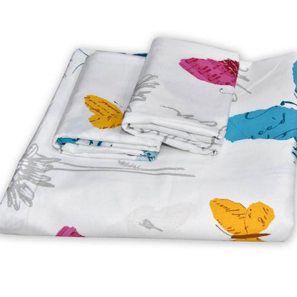 French Riviera Beau Papillon, 100% Cotton Double Size Bedsheet, 186 TC
