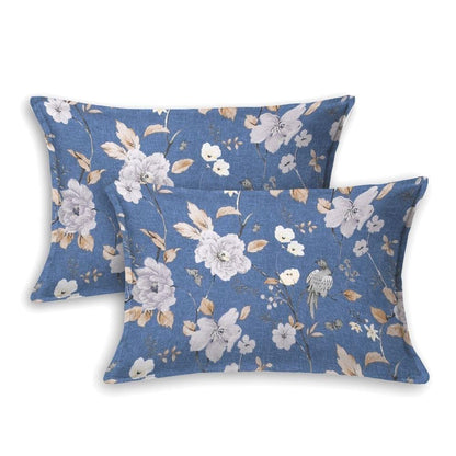 Spanish Floral Patio,100% Cotton King Size Bedsheet, 186 TC, Blue