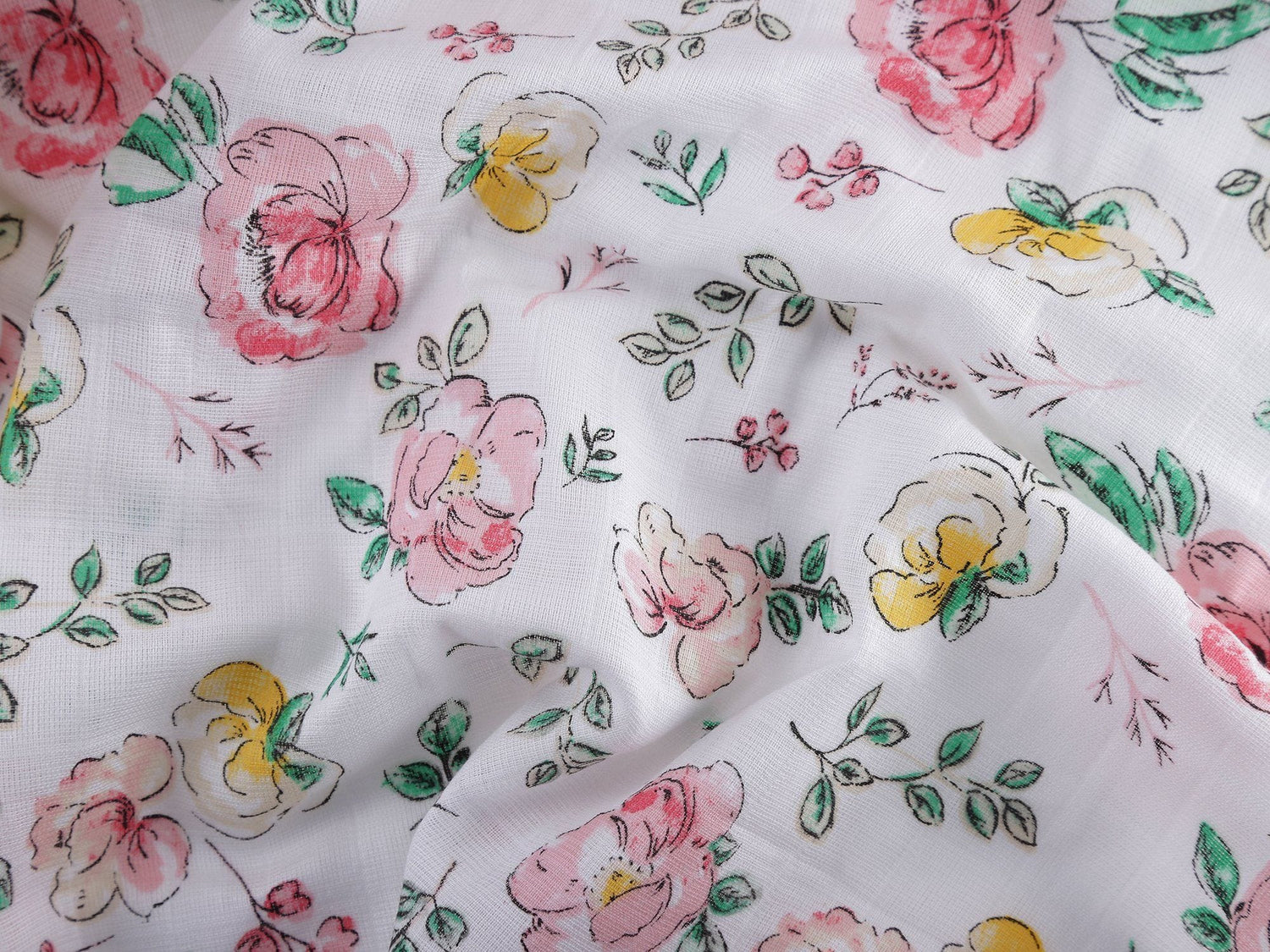 Florals 100% Cotton Muslin Swaddle Pack Of 2 (Ditsy, Happy) - haus & kinder