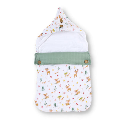 Whimsical Woodland Muslin Carrier Nest / sleeping bag , 0-12 Months