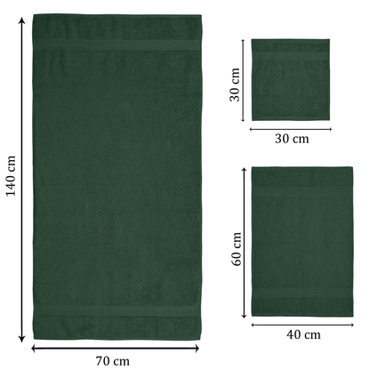 Towel Set of 6, 100% Cotton, Olive & Brown