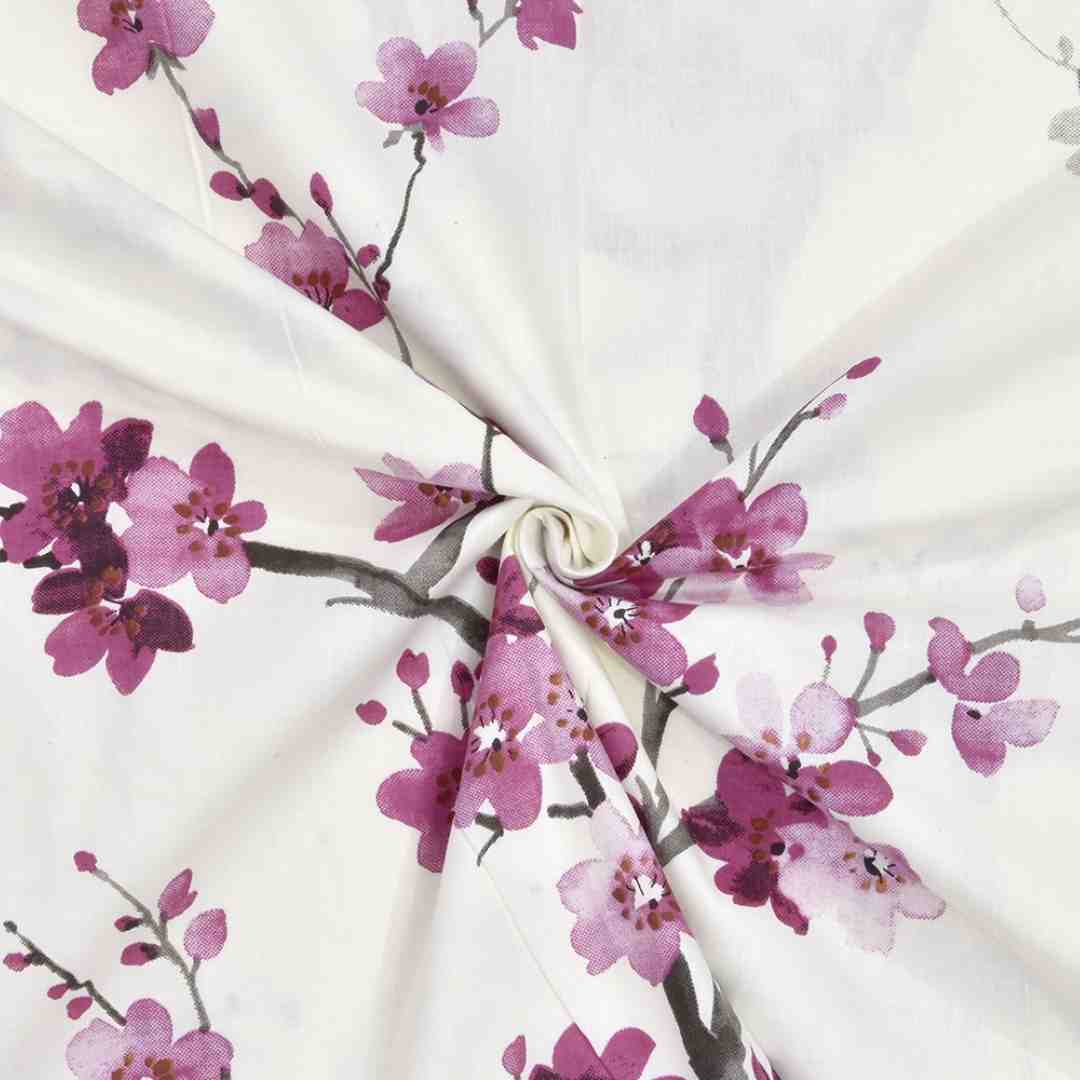 Floral Grace 100% Cotton Double Size Bedsheet, 186 TC, Eleganza Pink