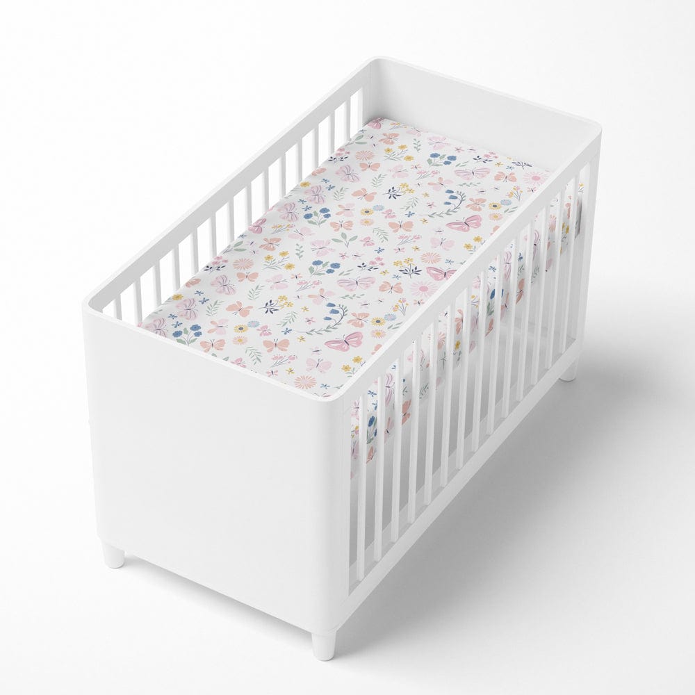 Butterfly garden Cotton Fitted Crib Sheet.