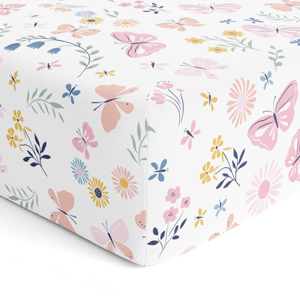 Butterfly garden Cotton Fitted Crib Sheet.