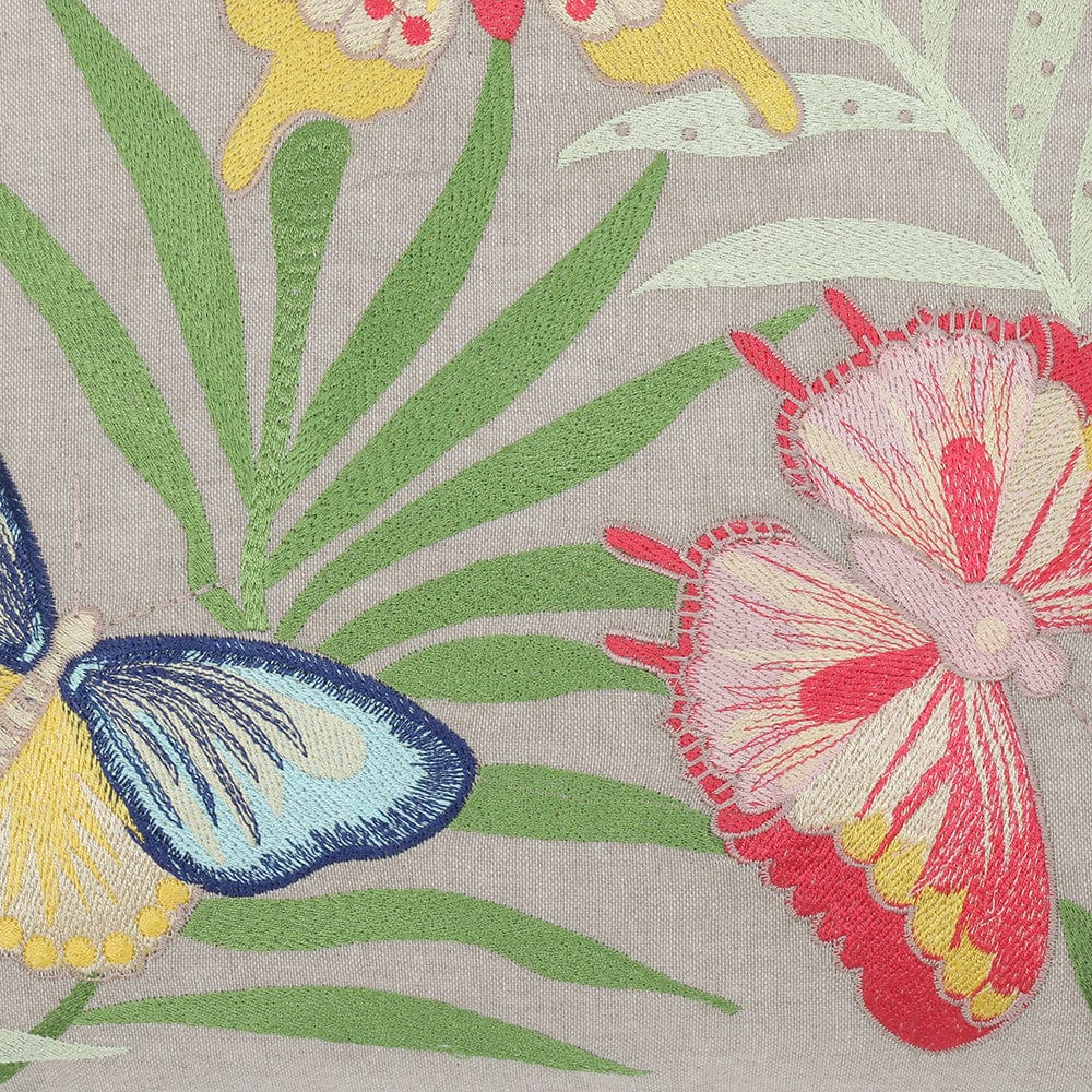 Embroidered Decorative Cushion Cover, Floral Butterfly