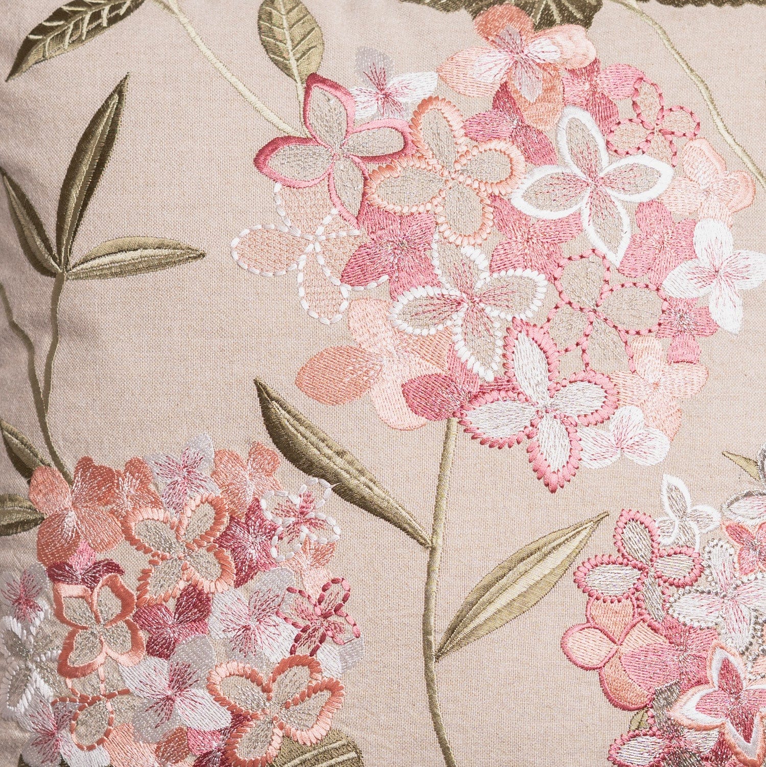 Embroidered Decorative Cushion Cover, Hydrangea - Cushion Covers | haus & kinder