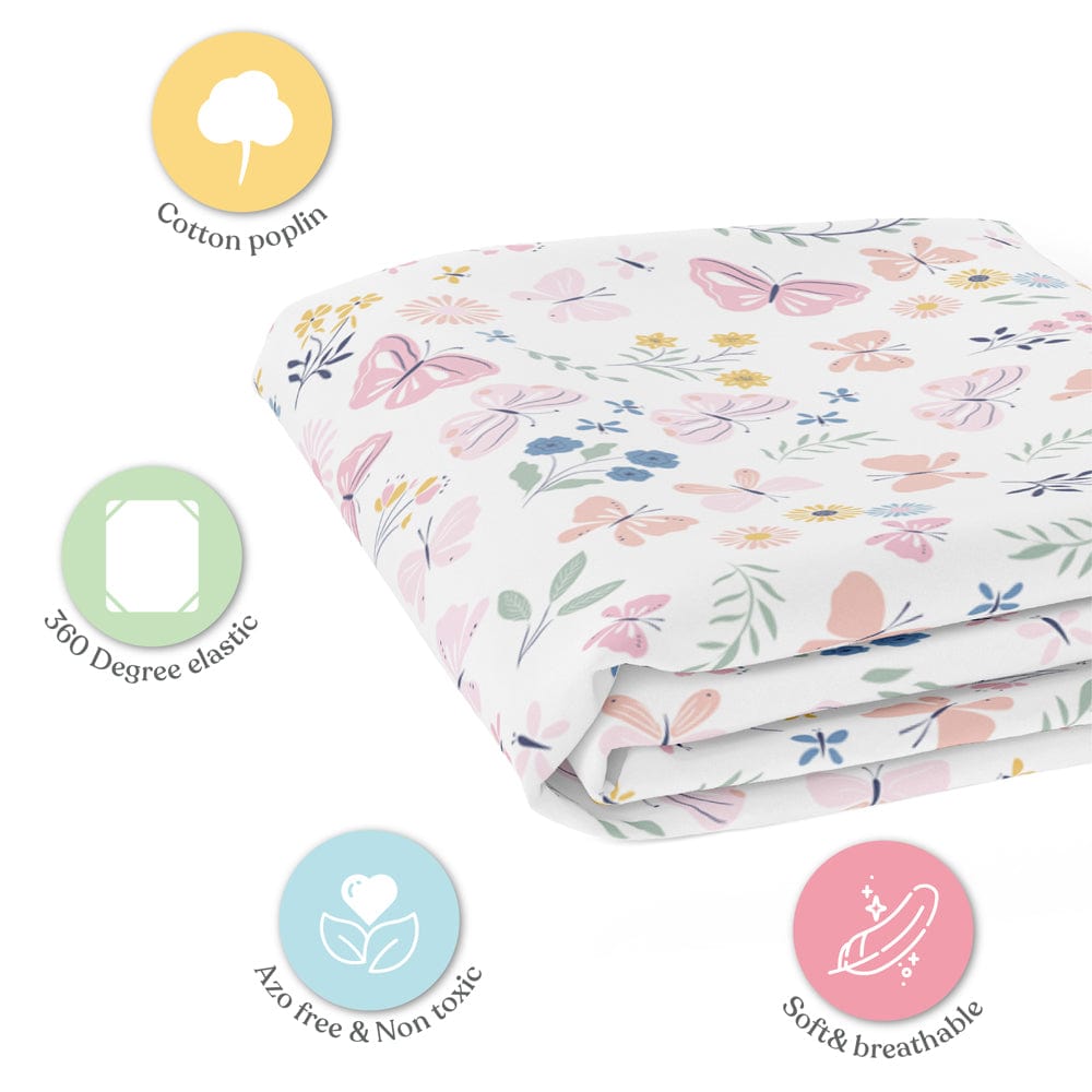 Butterfly garden Cotton Fitted Crib Sheet.