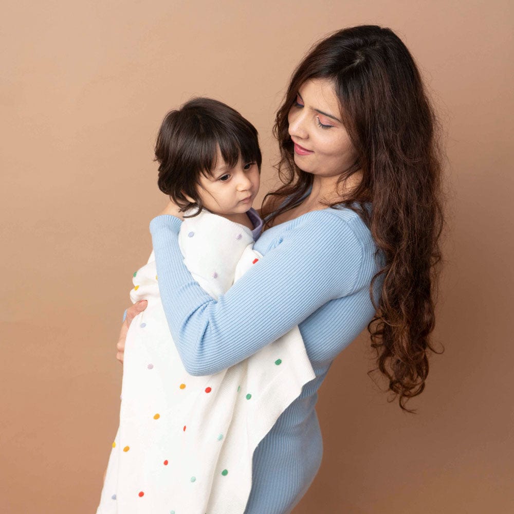 Bubble multicolor 100% pure cotton knitted Summer/AC blanket for baby