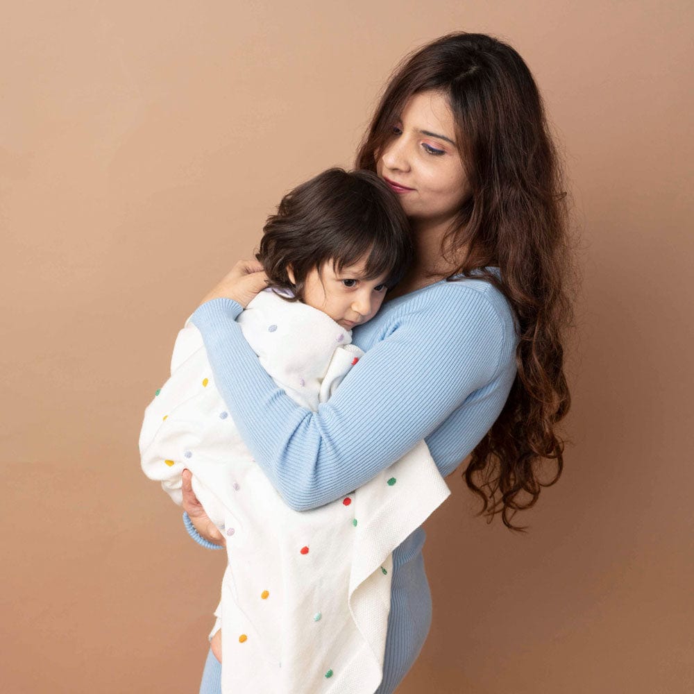 Bubble multicolor 100% pure cotton knitted Summer/AC blanket for baby