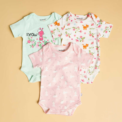Baby Girl Be Hoppy Short Sleeve Onesies Pack of 3 Collection