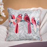 Embroidered Decorative Cushion Cover, Beaded Bird