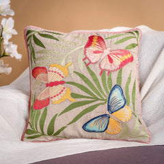 Embroidered Decorative Cushion Cover, Floral Butterfly - Cushion Covers | haus & kinder