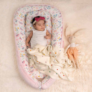 Butterfly Garden Baby Sleeping Nest, Portable Adjustable Newborn Crib Bassinet, 0-24 Months