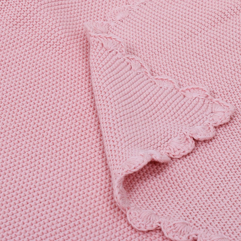 Teddy Bear- Baby Pink Cotton Knitted All Season AC Blanket with Cuddle Cloth Set for Babies