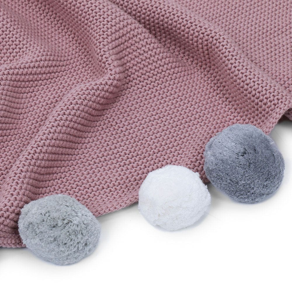 Musk Rose Multicolor Pom Pom100% pure cotton knitted Summer/AC blanket for baby