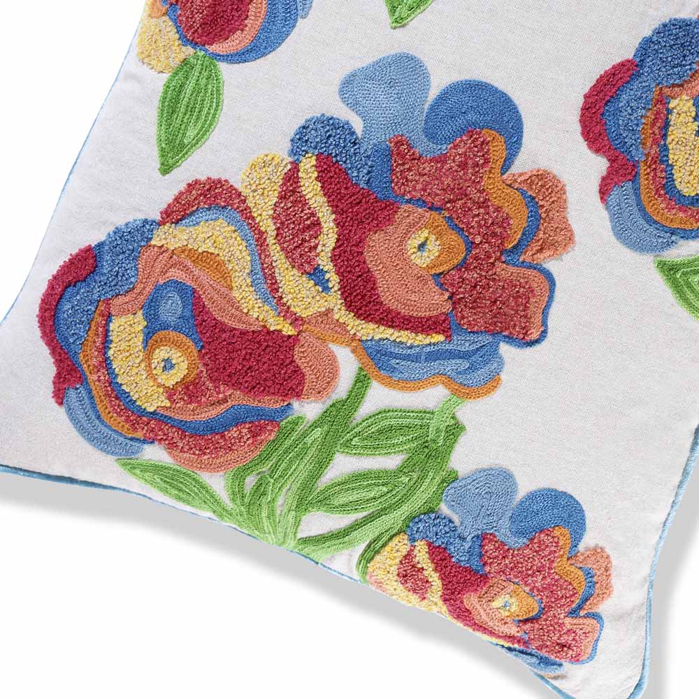 Embroidered Wild Rose cushion cover, Pack of 1