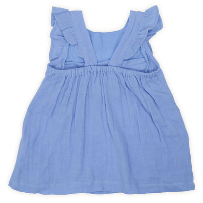Snow in Summer Blue fluid ruffle lace Frock and bloomer set Collection
