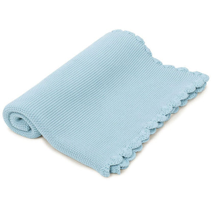 Teddy Bear- Baby Blue Cotton Knitted All Season AC Blanket with Cuddle Cloth Set for Babies